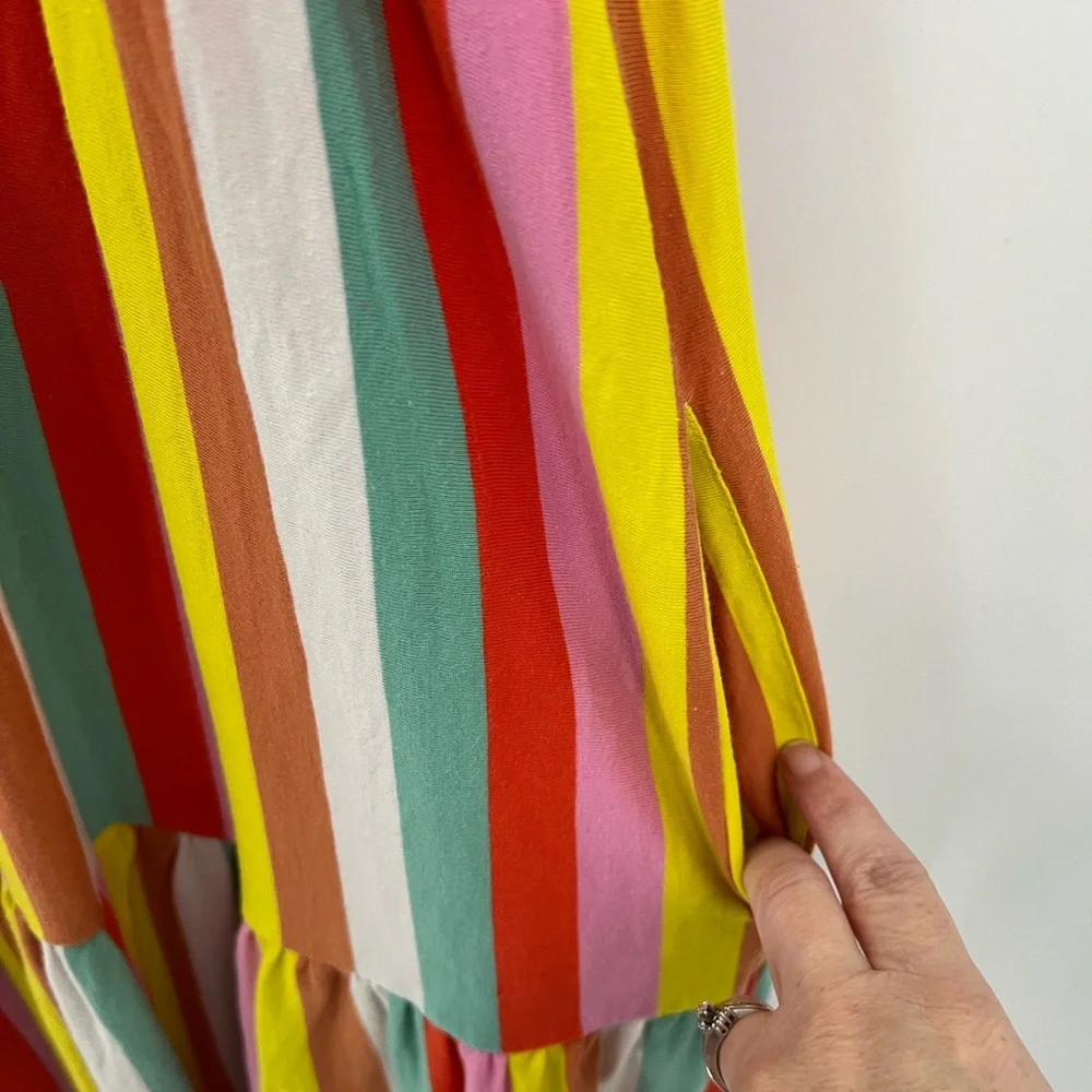 J. Crew rainbow stripe tiered maxi dress